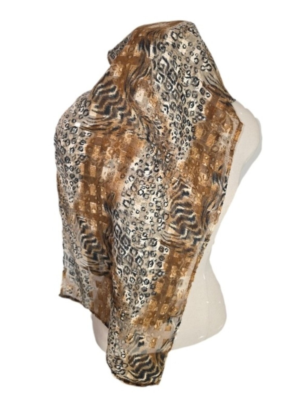 Scarf Animal Print Y2K Cheetah, Leopard  Spots with Zebra Stripes Brown Size OS